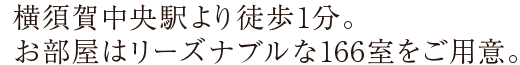 横須賀中央駅より徒歩1分。お部屋はリーズナブルな167室をご用意。