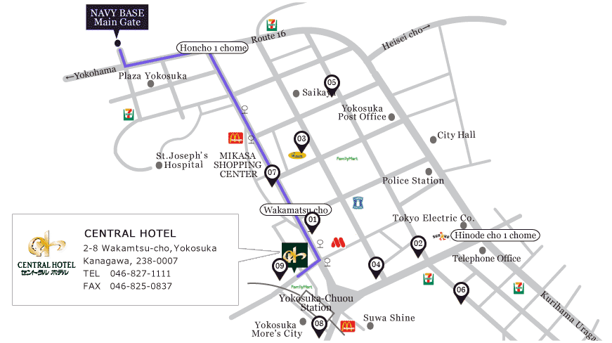 Gourmet Map | Our hotel 1 minute on foot from Yokosuka Chuo Station | Central Hotel official site
