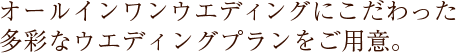 オールインワンウエディングにこだわった多彩なウエディングプランをご用意。